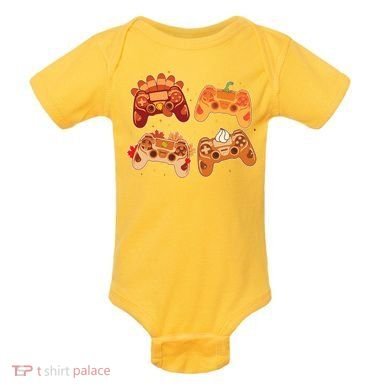 Thanksgiving Autumn Fall Video Game Controllers Baby Bodysuit