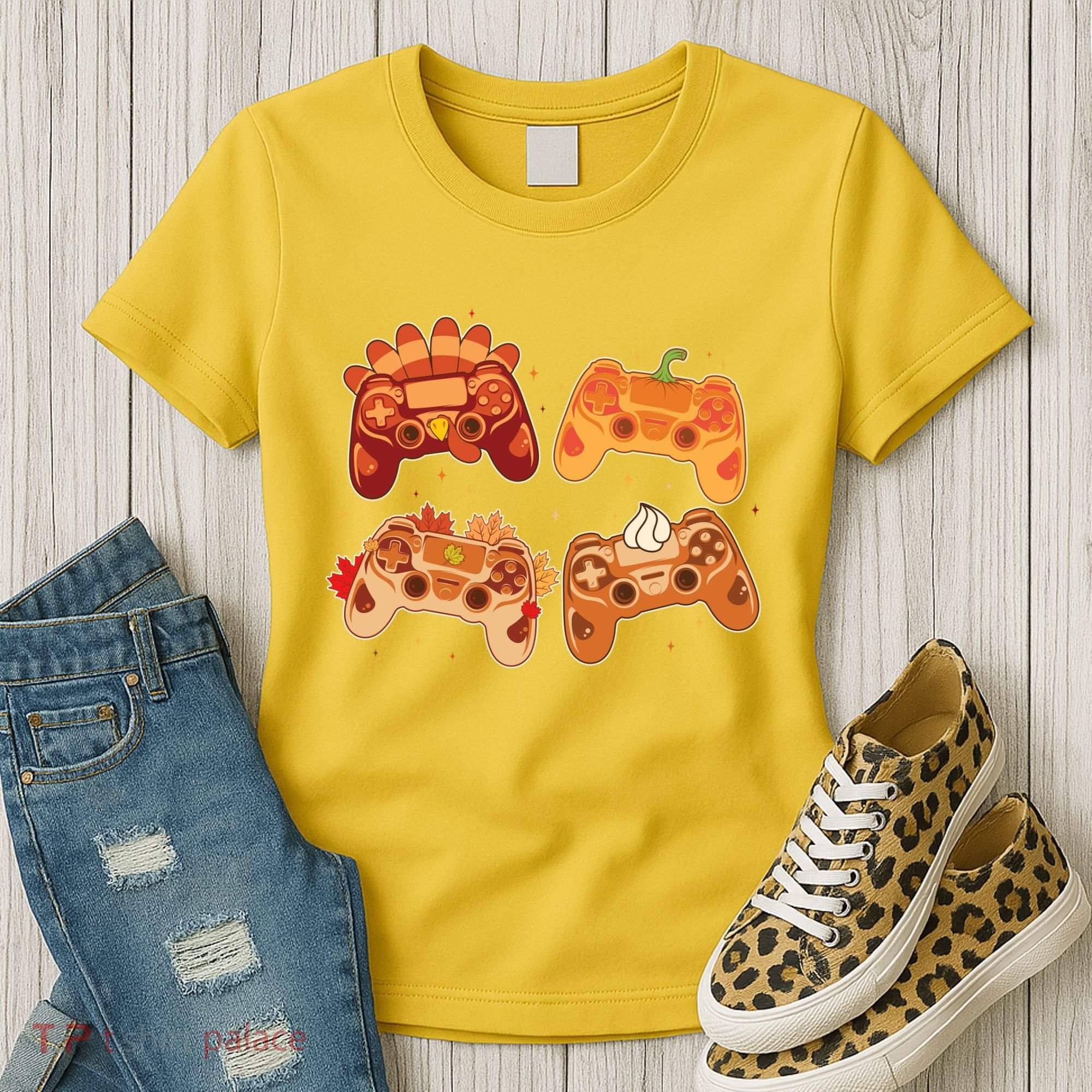 Thanksgiving Autumn Fall Video Game Controllers Women's T-Shirt