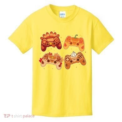 Thanksgiving Autumn Fall Video Game Controllers Kids T-Shirt