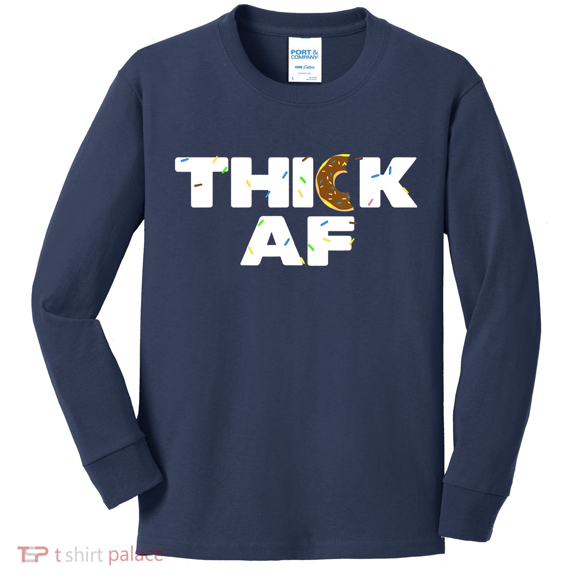 Thick AF Funny Donut Fitness Weightlifting Kids Long Sleeve Shirt