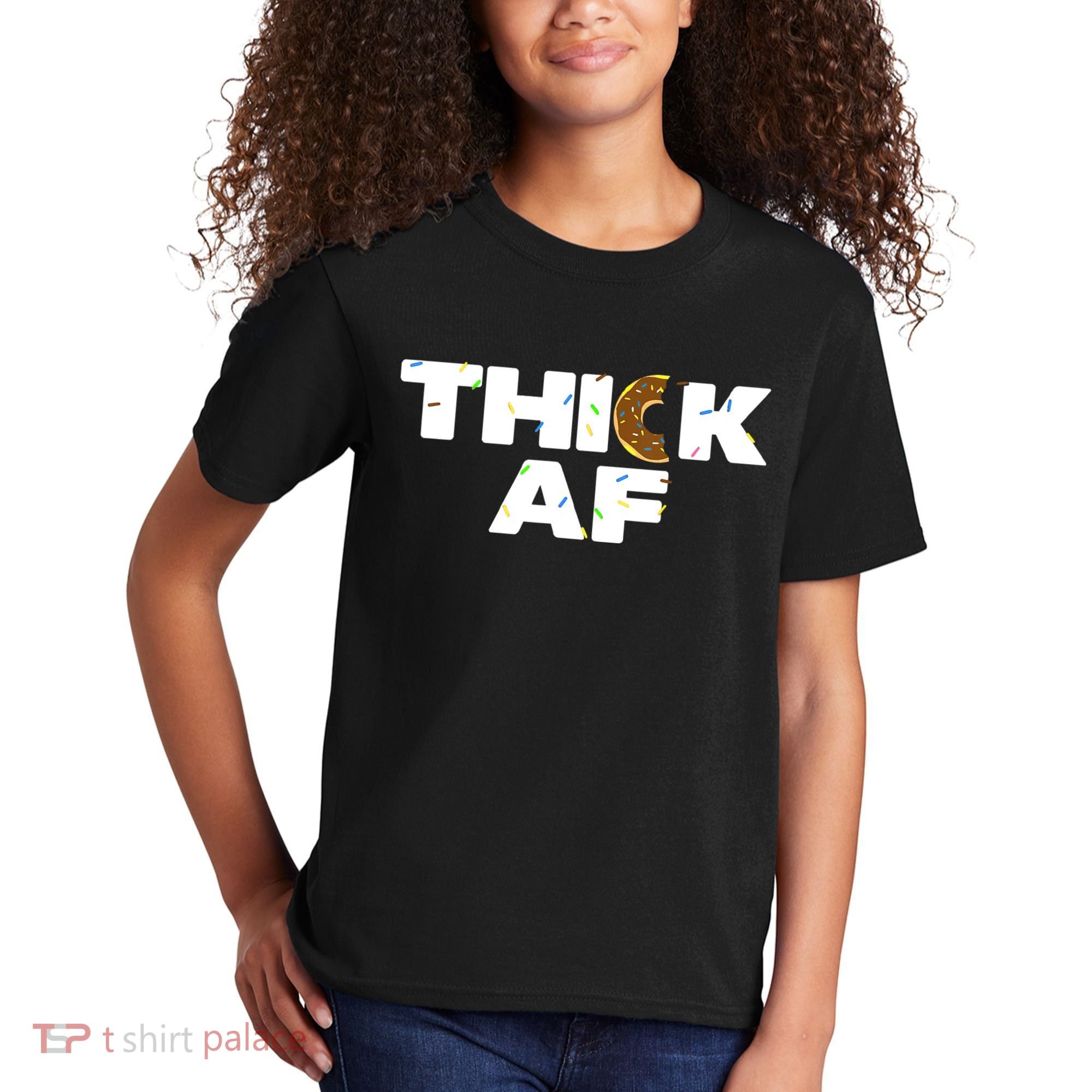 Thick AF Funny Donut Fitness Weightlifting Kids T-Shirt
