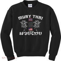 Thailand American Flag Muay Thai Boxing Training Equipment Kids Sweatshirt thumb 0