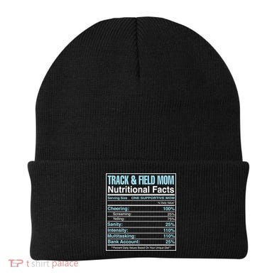 Track And Field Mom Nutritional Facts Marathon Runners Mama Gift Beanie