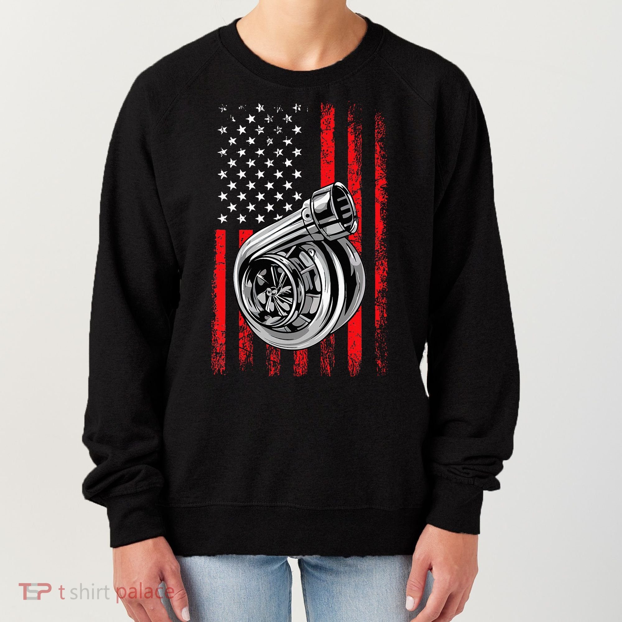 Turbo American Flag Racing Turbo Women's Sweatshirt