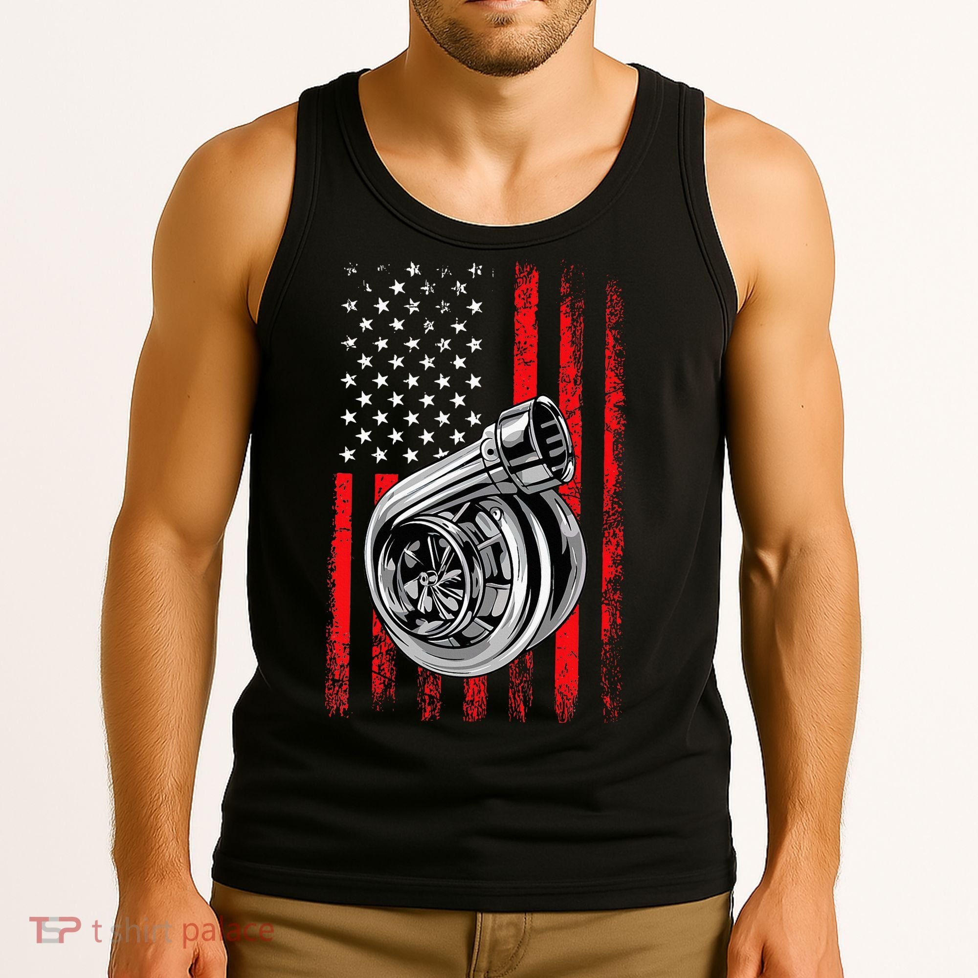 Turbo American Flag Racing Turbo Tank Top