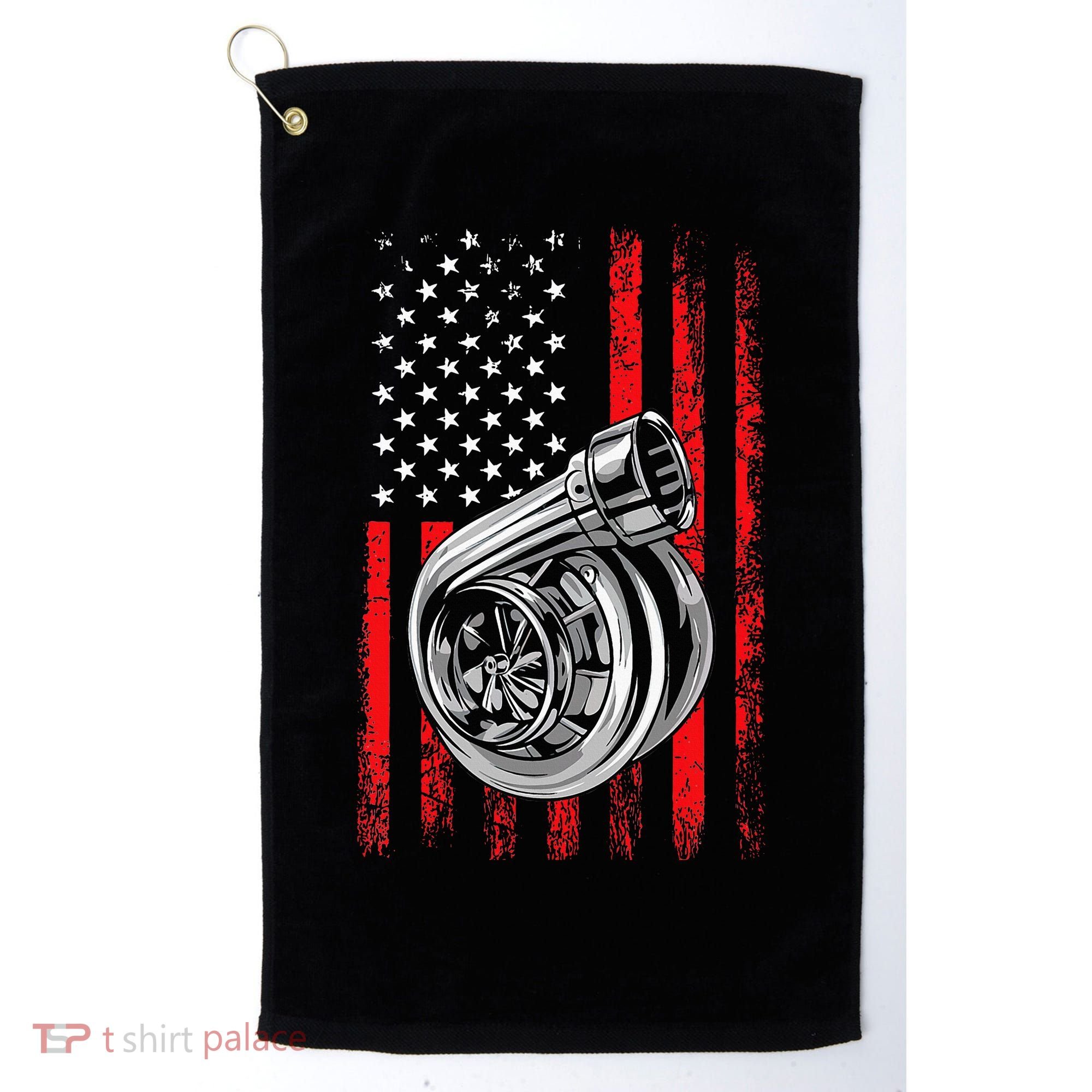 Turbo American Flag Racing Turbo Golf Towel