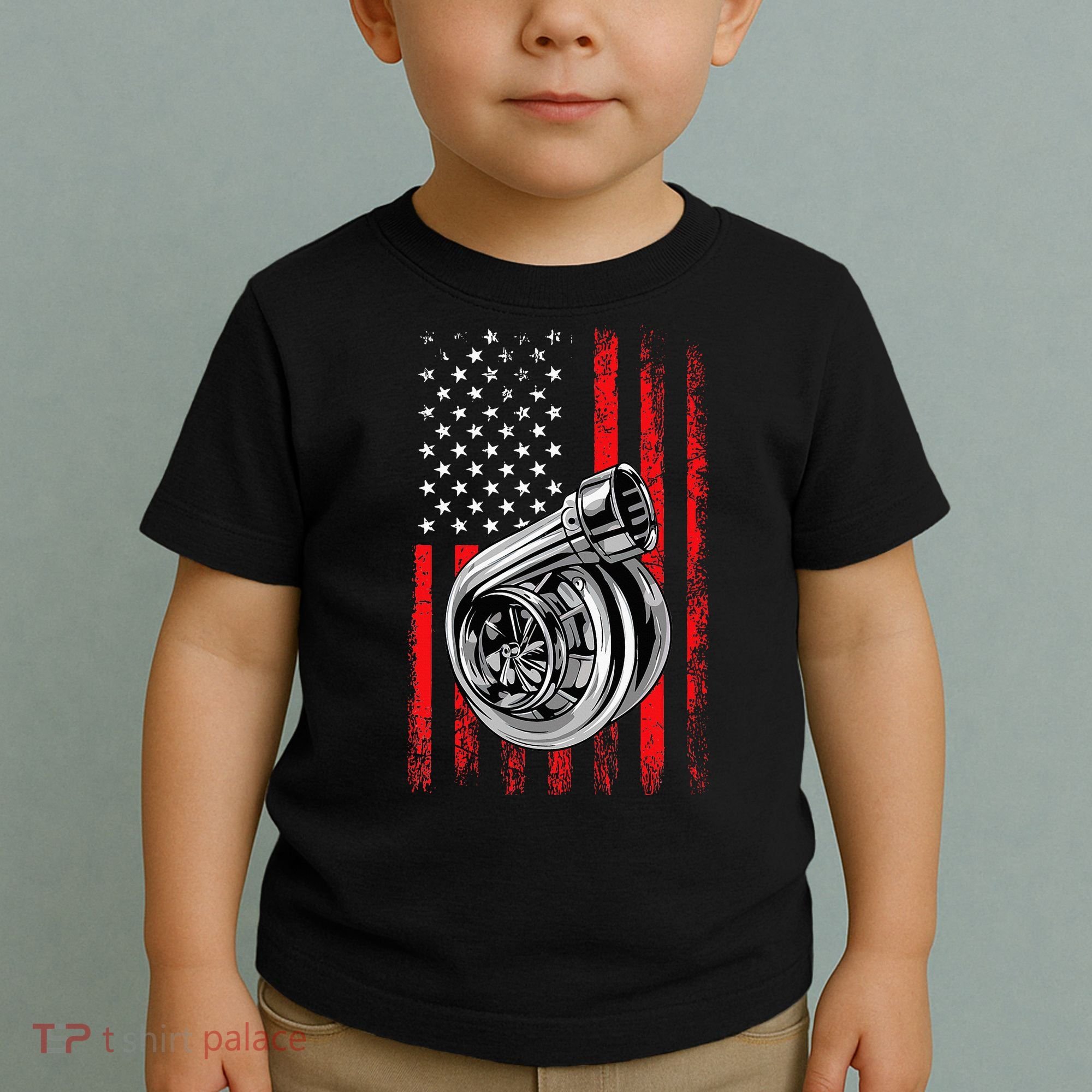 Turbo American Flag Racing Turbo Toddler T-Shirt
