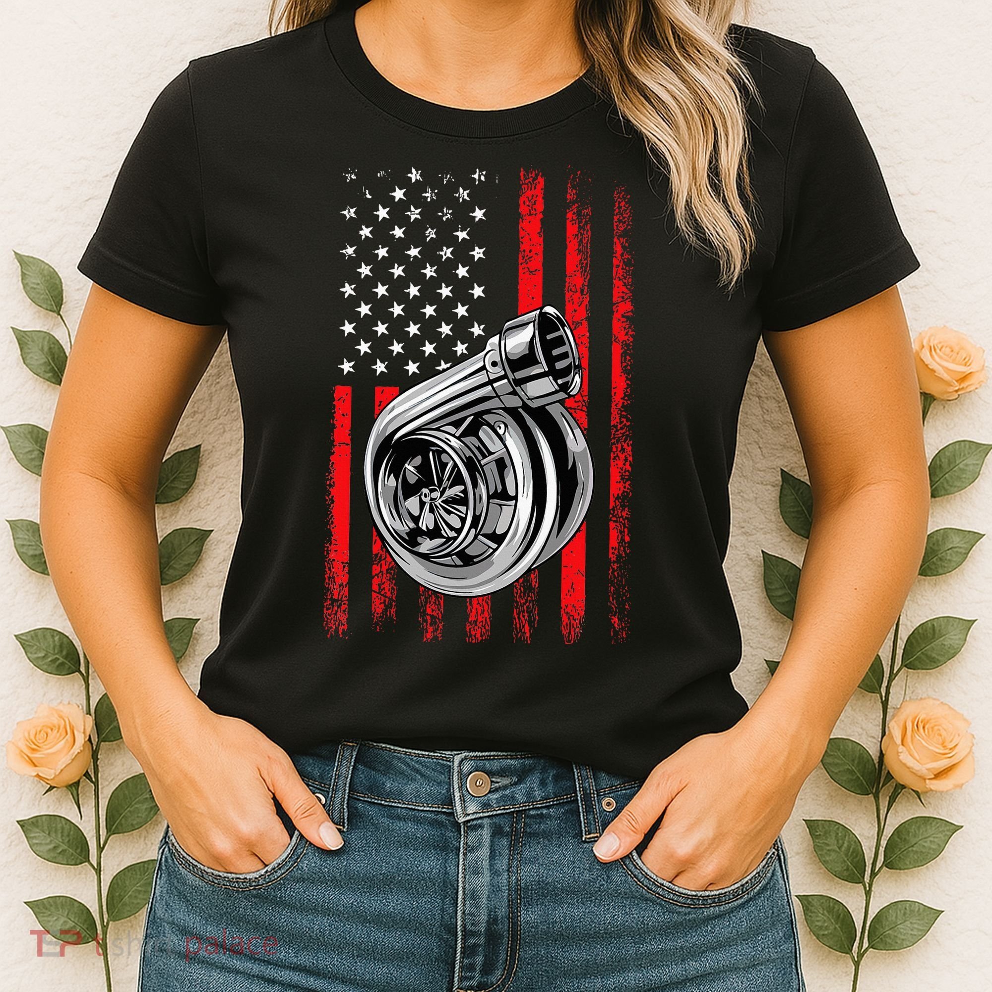 Turbo American Flag Racing Turbo Women's T-Shirt