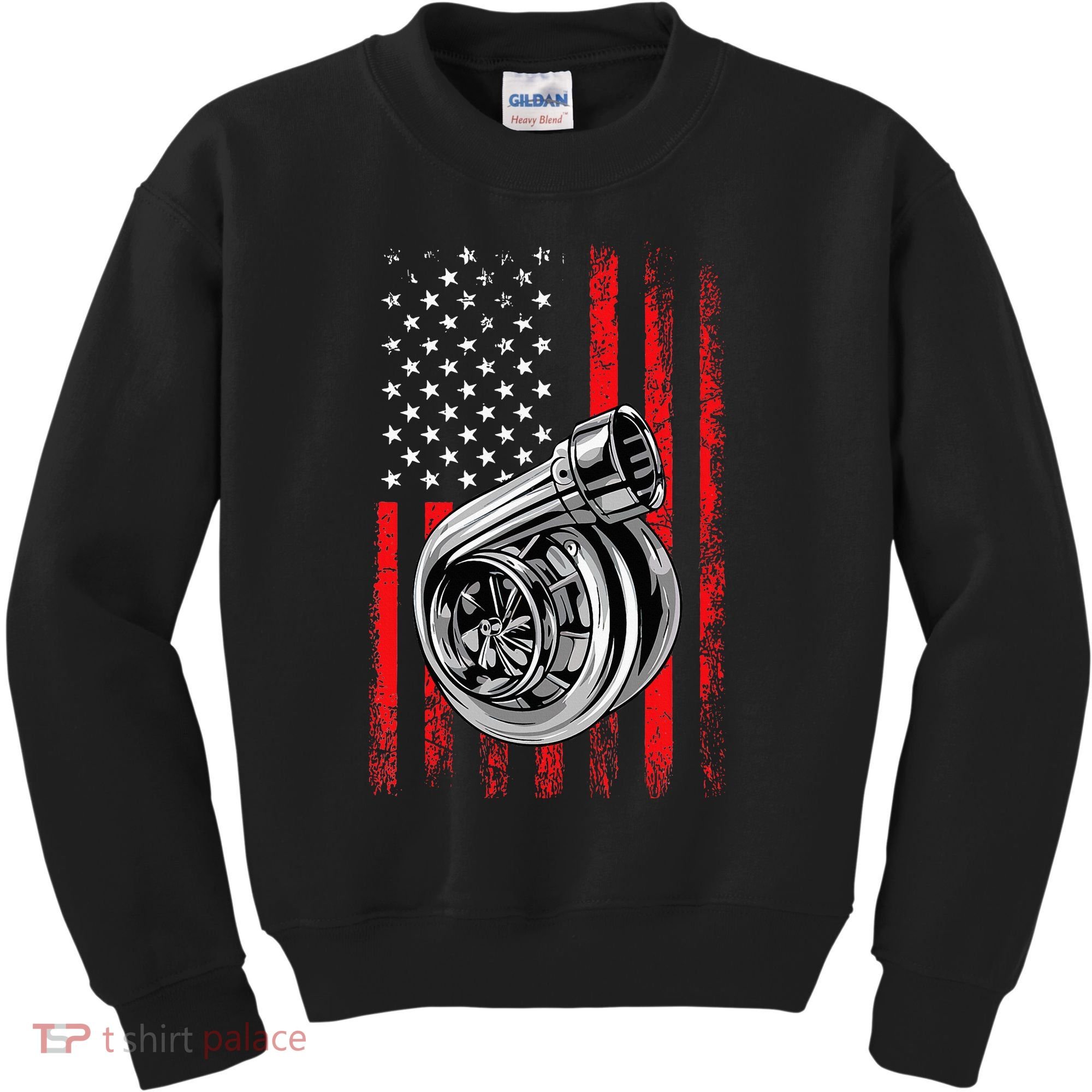 Turbo American Flag Racing Turbo Kids Sweatshirt