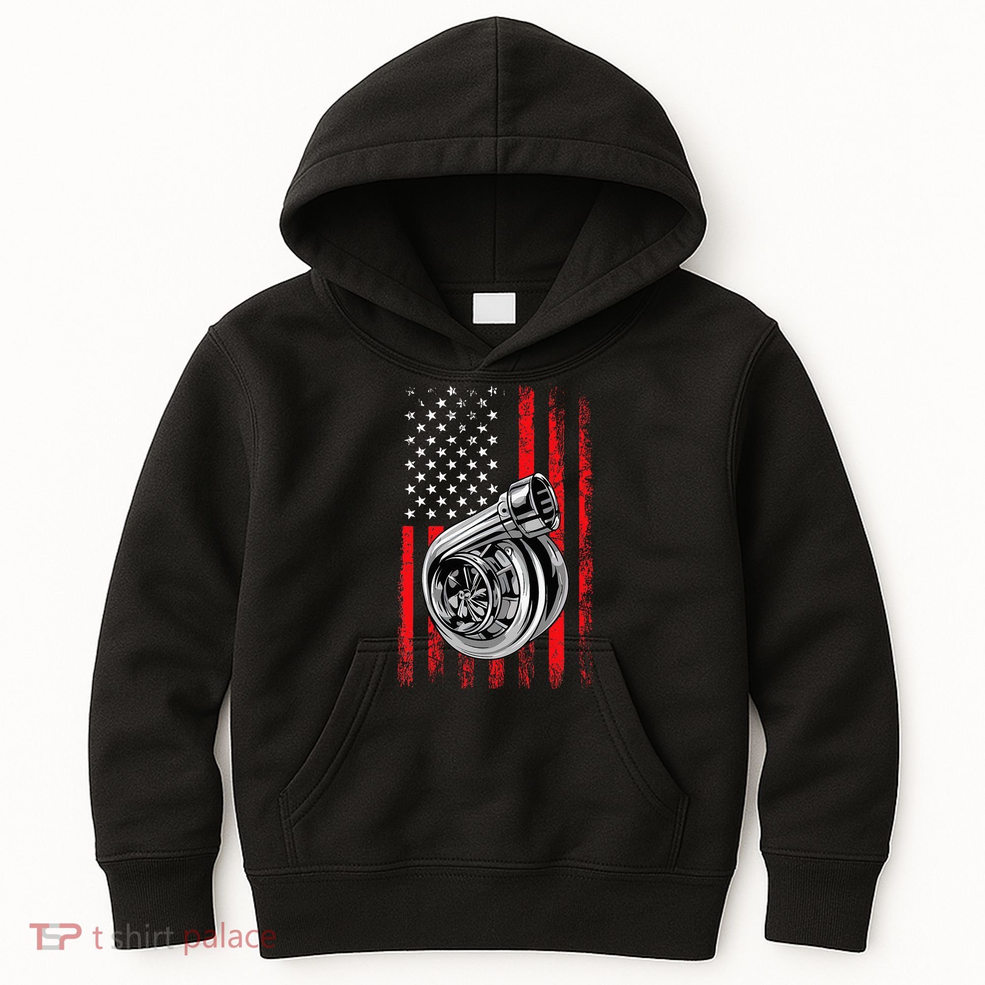 Turbo American Flag Racing Turbo Kids Hoodie