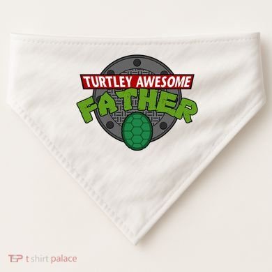 Turtley Awesome Father Awesome Fathers Day USA-Made Doggie Bandana