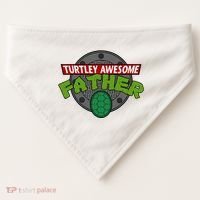 Turtley Awesome Father Awesome Fathers Day USA-Made Doggie Bandana thumb 0