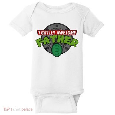 Turtley Awesome Father Awesome Fathers Day Baby Bodysuit
