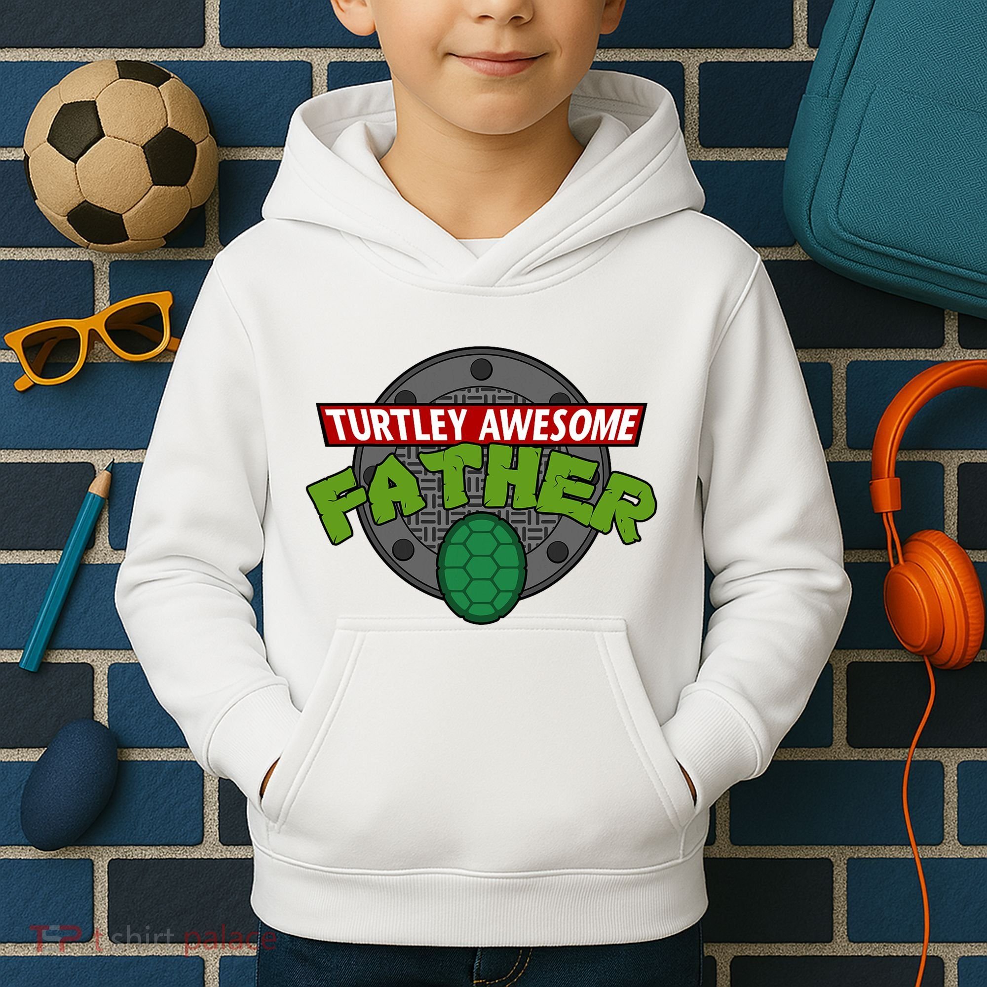 Turtley Awesome Father Awesome Fathers Day Kids Hoodie