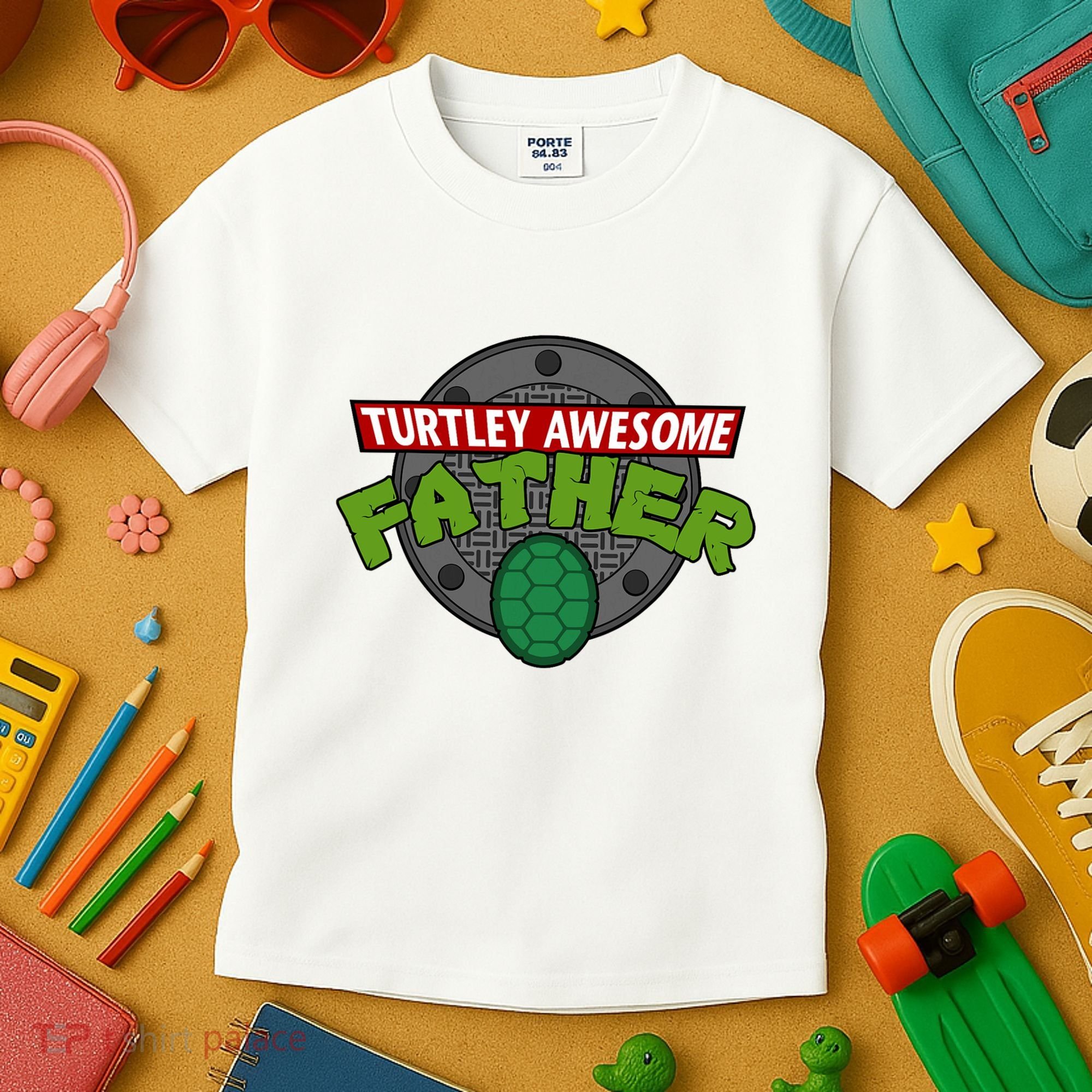 Turtley Awesome Father Awesome Fathers Day Kids T-Shirt