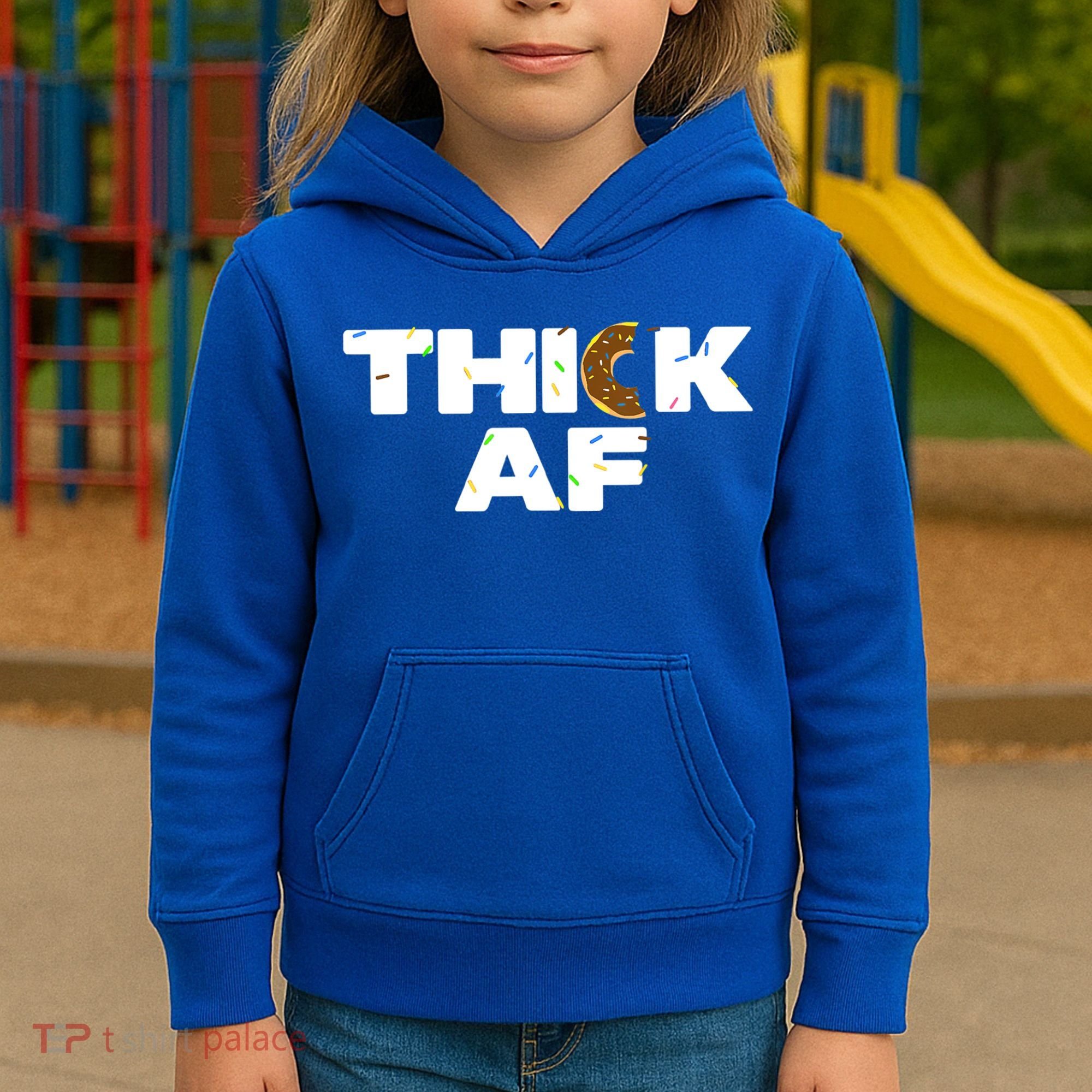 Thick AF Funny Donut Fitness Weightlifting Kids Hoodie
