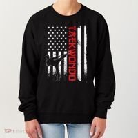 Taekwondo American Flag Taekwondo Fighter Us Flag Women's Sweatshirt thumb 0