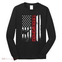Taekwondo American Flag Taekwondo Fighter Us Flag Long Sleeve Shirt thumb 0