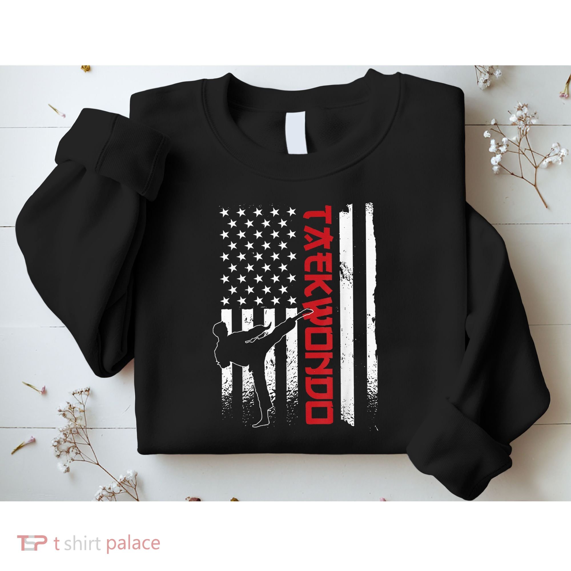 Taekwondo American Flag Taekwondo Fighter Us Flag Sweatshirt