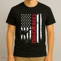 Taekwondo American Flag Taekwondo Fighter Us Flag T-Shirt thumb 3