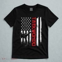 Taekwondo American Flag Taekwondo Fighter Us Flag T-Shirt thumb 5