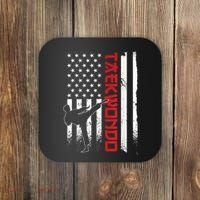 Taekwondo American Flag Taekwondo Fighter Us Flag Coaster thumb 0