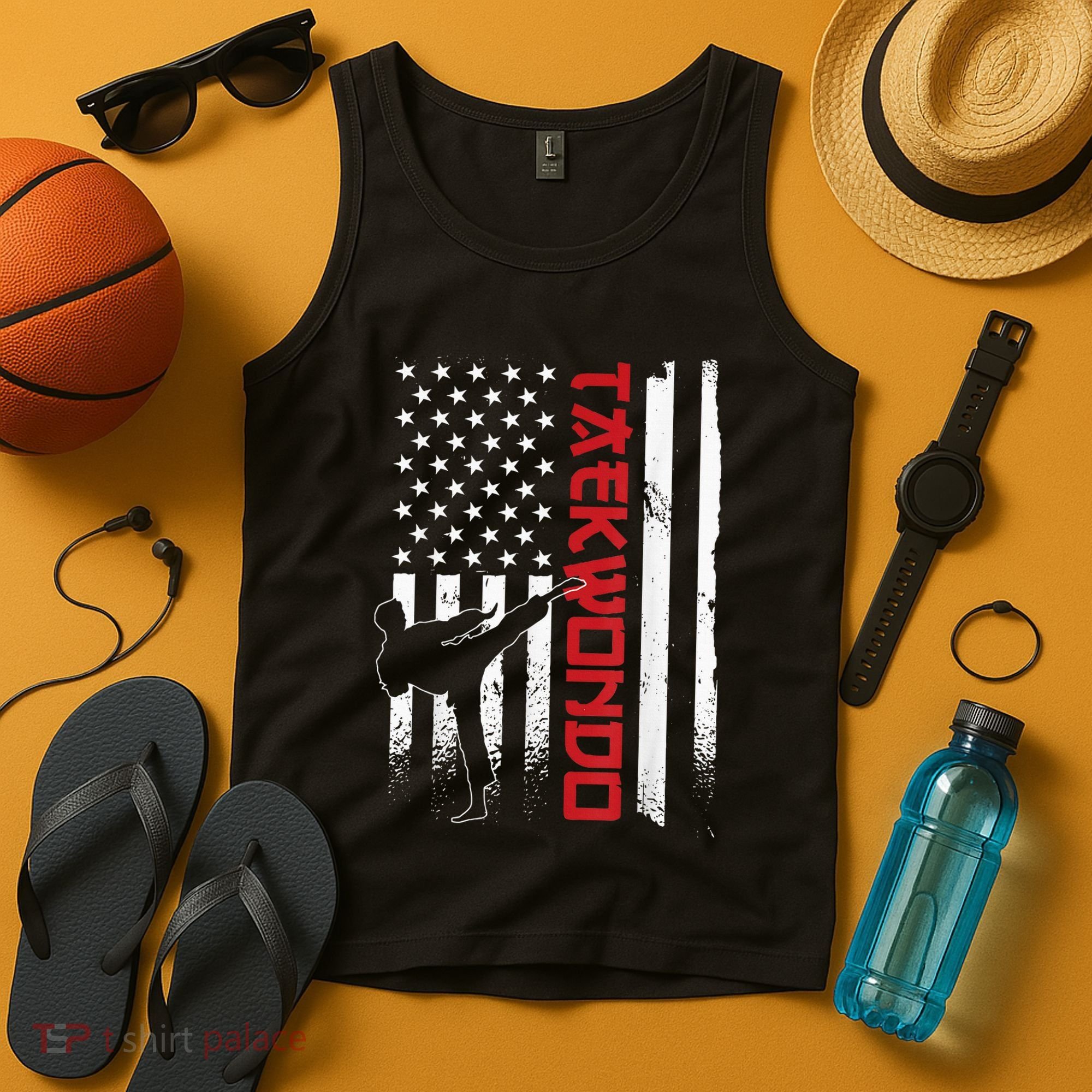 Taekwondo American Flag Taekwondo Fighter Us Flag Tank Top