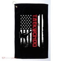 Taekwondo American Flag Taekwondo Fighter Us Flag Golf Towel thumb 0