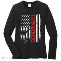 Taekwondo American Flag Taekwondo Fighter Us Flag Women's Long Sleeve Shirt thumb 0