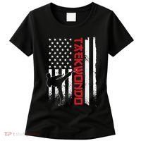 Taekwondo American Flag Taekwondo Fighter Us Flag Women's T-Shirt thumb 0