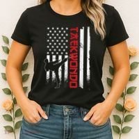 Taekwondo American Flag Taekwondo Fighter Us Flag Women's T-Shirt thumb 2