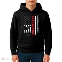 Taekwondo American Flag Taekwondo Fighter Us Flag Kids Hoodie thumb 4