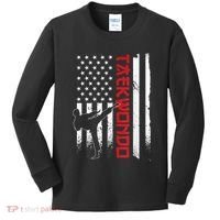 Taekwondo American Flag Taekwondo Fighter Us Flag Kids Long Sleeve Shirt thumb 0