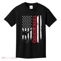 Taekwondo American Flag Taekwondo Fighter Us Flag Kids T-Shirt thumb 0