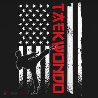Taekwondo American Flag Taekwondo Fighter Us Flag Kids T-Shirt thumb 4