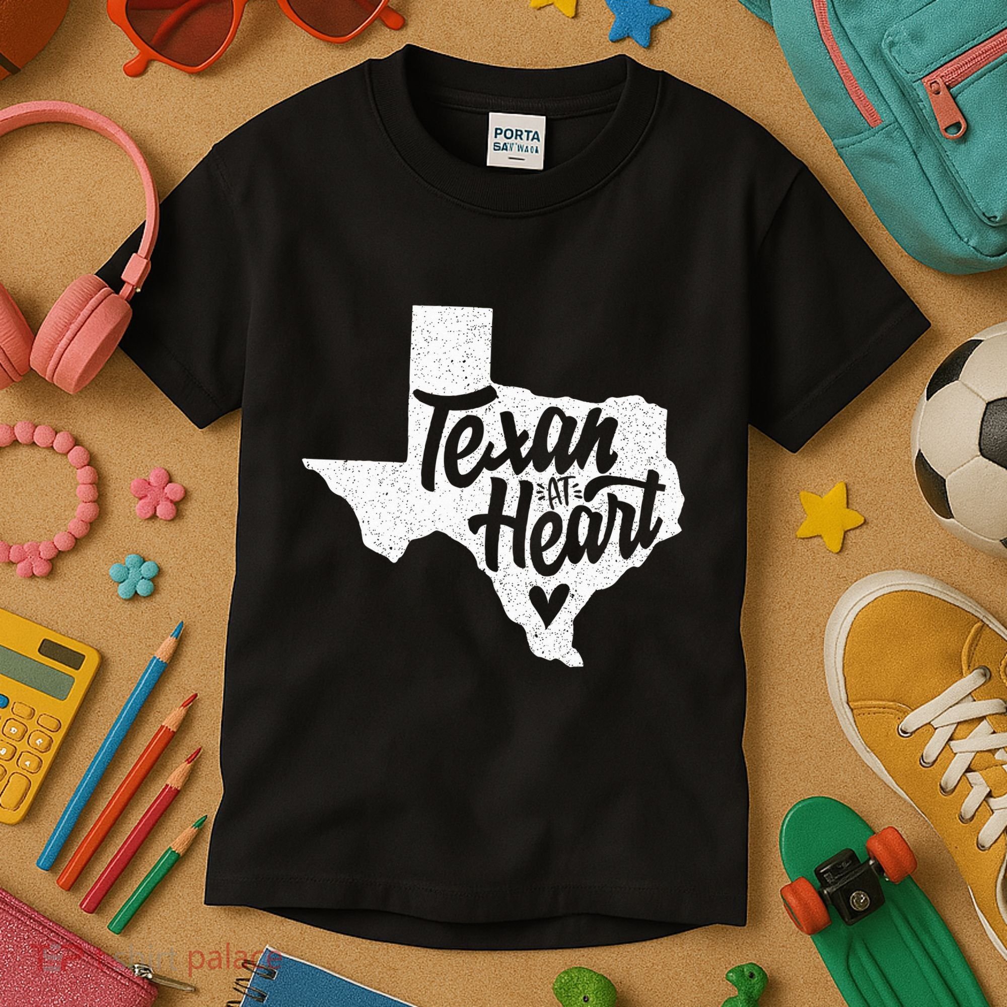 Texan At Heart  Kids T-Shirt