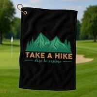 Take A Hike Funny Gift Mountain Adventure Camping Outdoor Retro Gift Golf Towel thumb 1