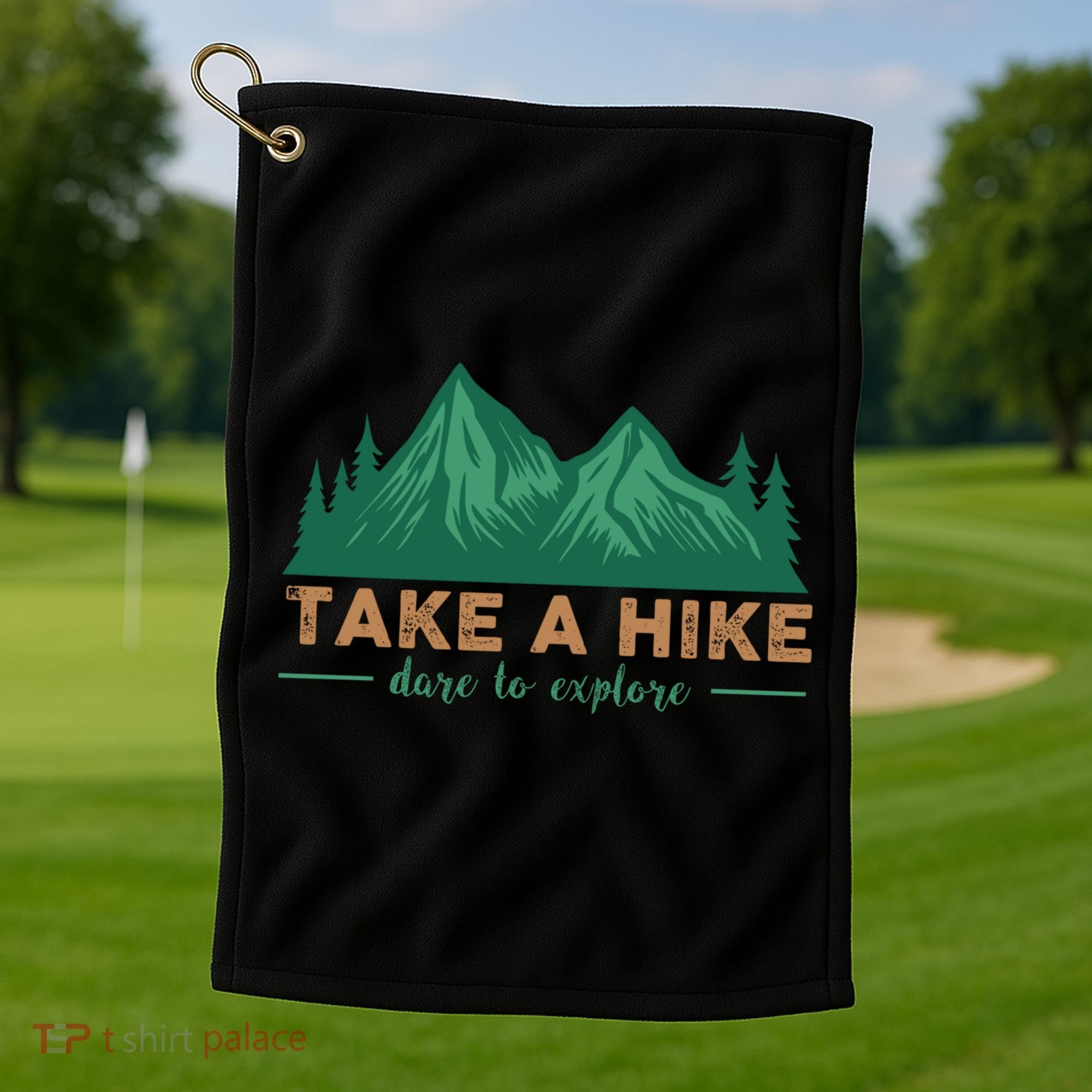 Take A Hike Funny Gift Mountain Adventure Camping Outdoor Retro Gift Golf Towel