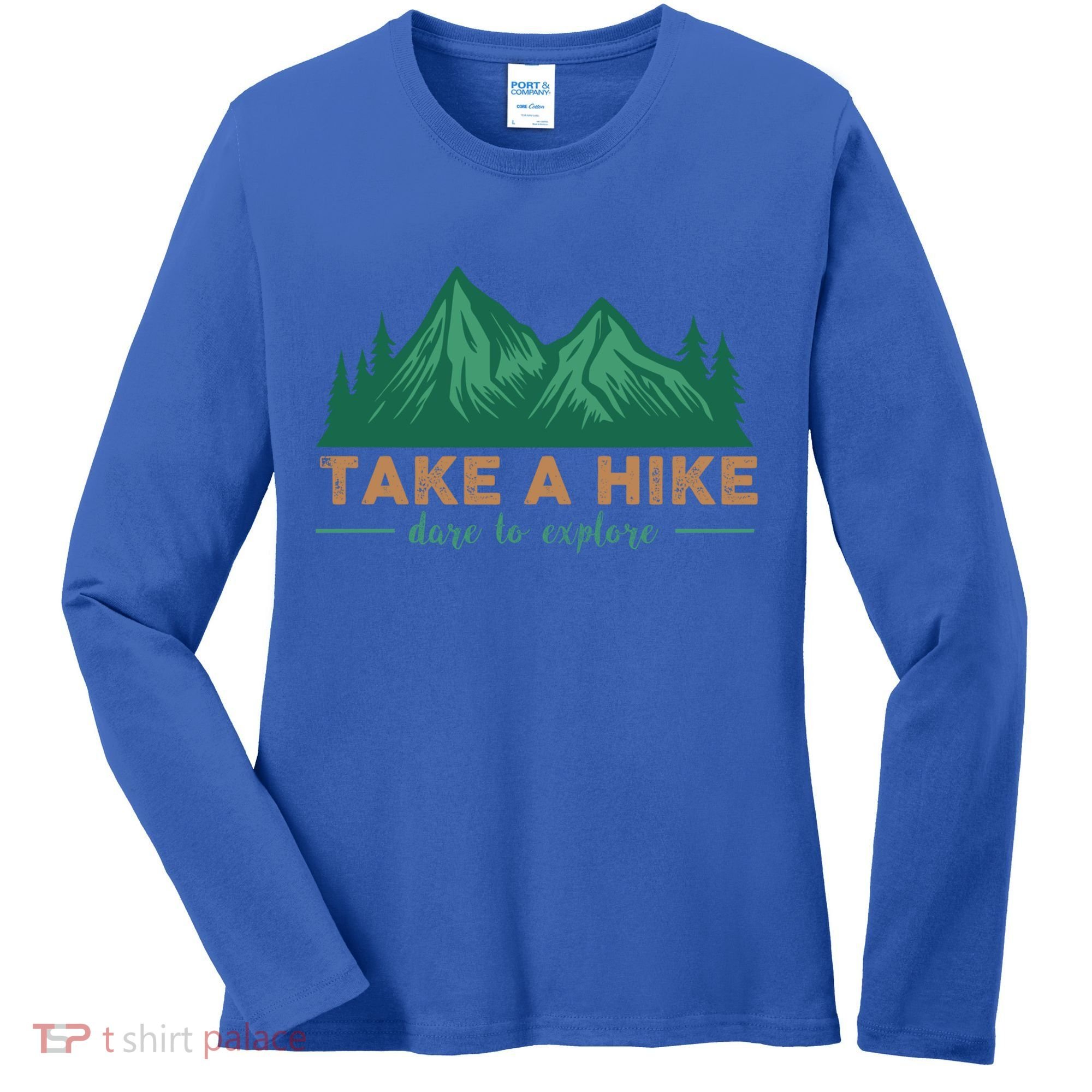 Take A Hike Funny Gift Mountain Adventure Camping Outdoor Retro Gift Women's Long Sleeve Shirt