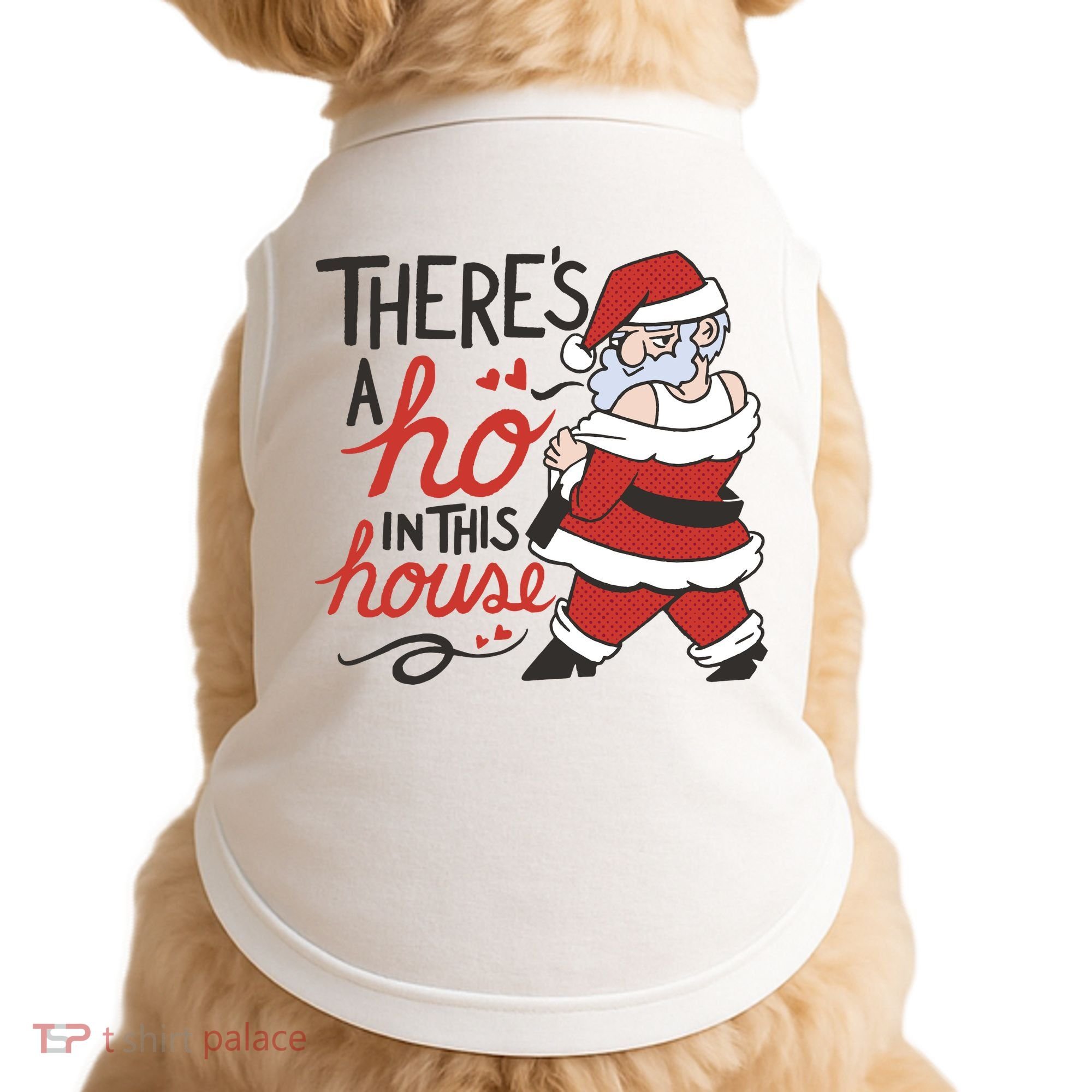 There's A Ho In This House Funny Santa Doggie Tank