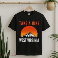 Take A Hike West Virginia Sunset Mountain Hiking Hiker T-Shirt thumb 2