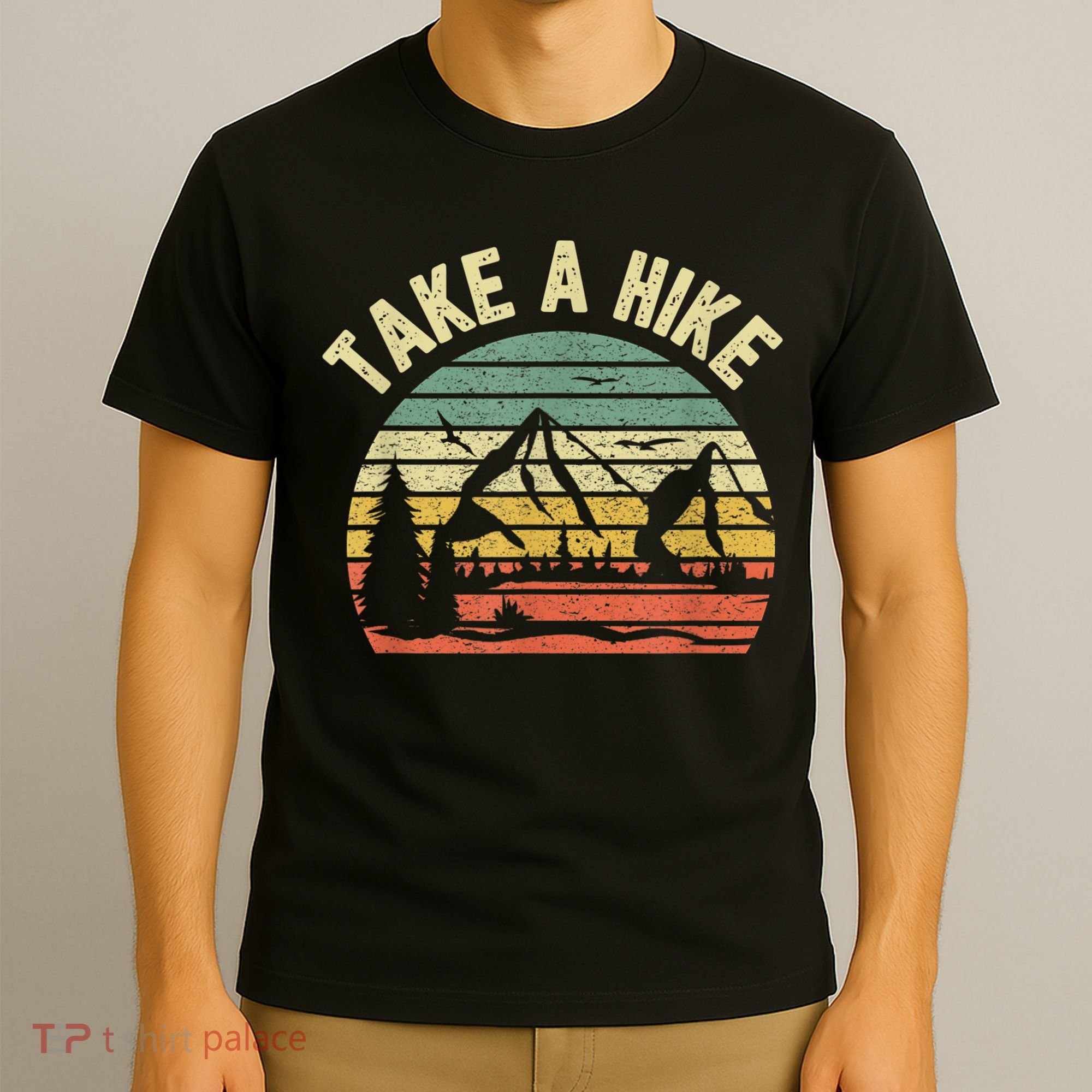 Take A Hike Retro Hiker Outdoors Camping Nature Hiking T-Shirt