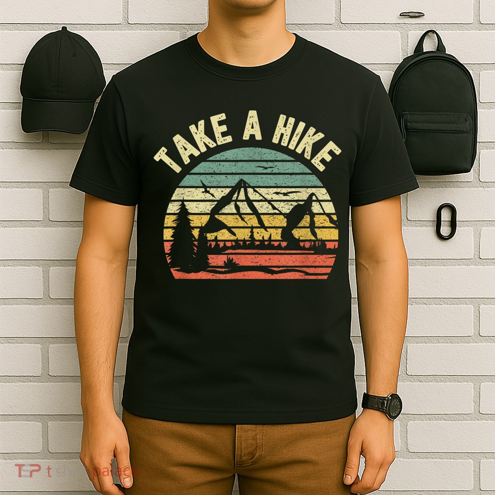 Take A Hike Retro Hiker Outdoors Camping Nature Hiking T-Shirt