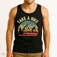 Take A Hike Retro Hiker Outdoors Camping Nature Hiking Tank Top thumb 3