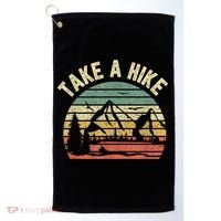 Take A Hike Retro Hiker Outdoors Camping Nature Hiking Golf Towel thumb 0