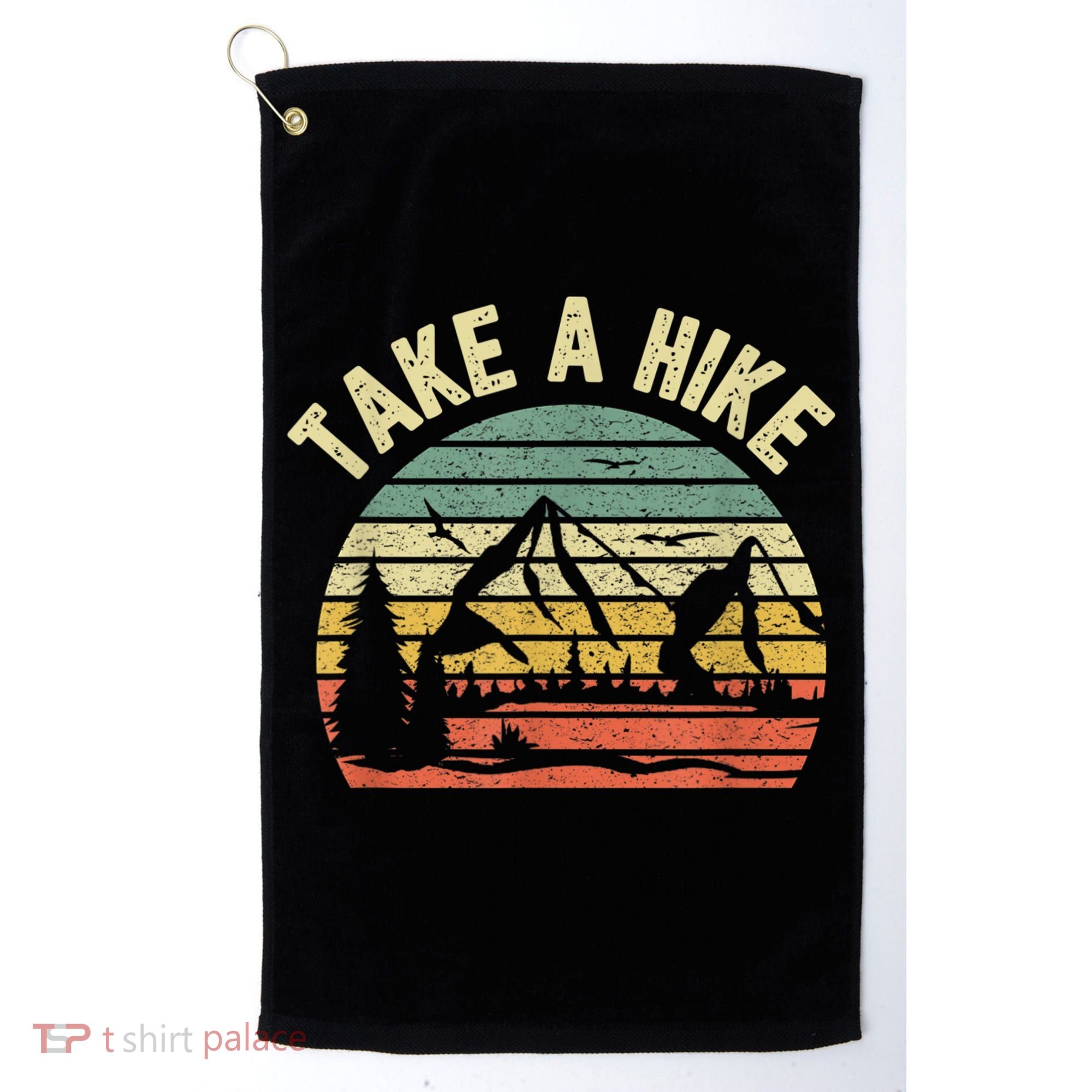 Take A Hike Retro Hiker Outdoors Camping Nature Hiking Golf Towel