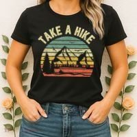 Take A Hike Retro Hiker Outdoors Camping Nature Hiking Women's T-Shirt thumb 2