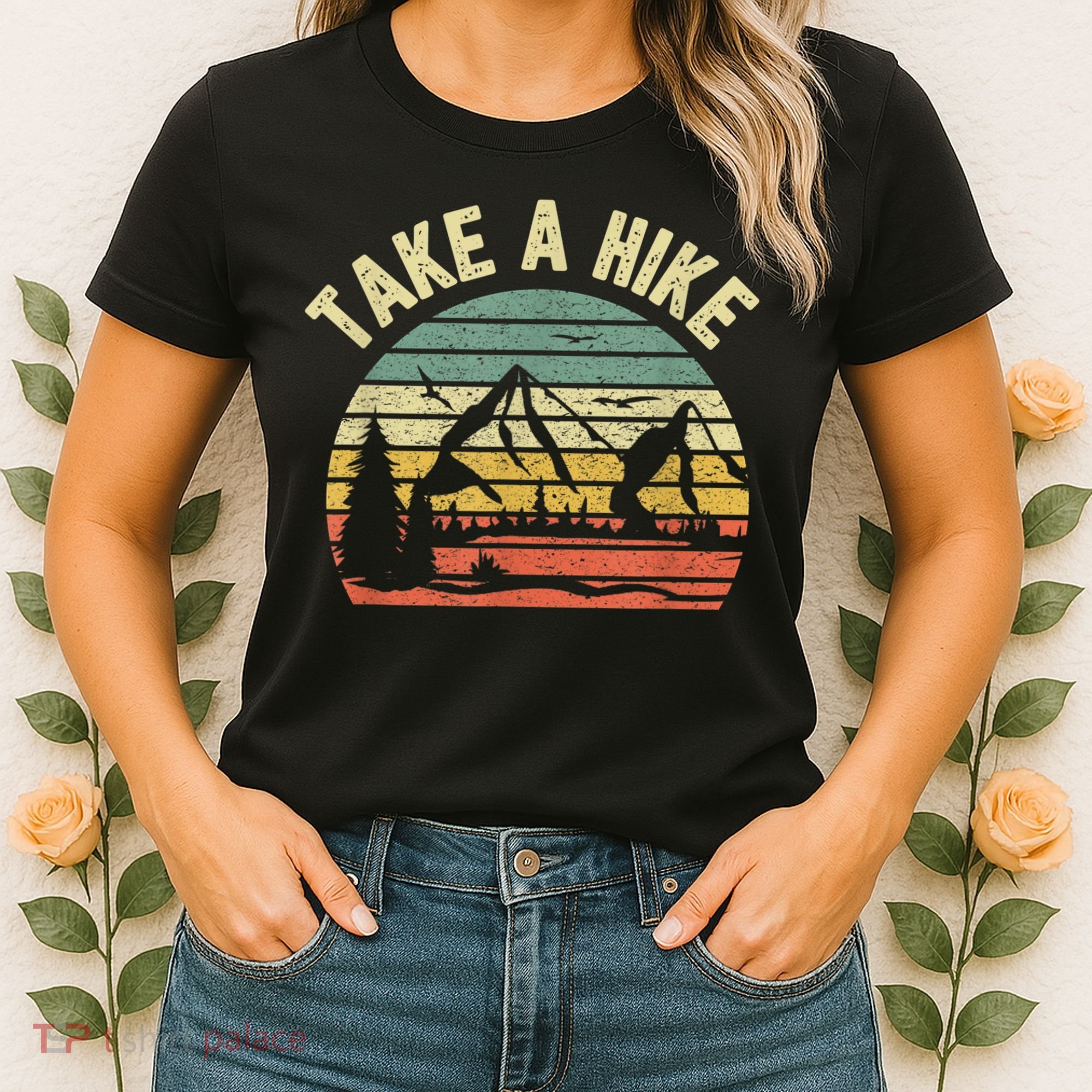 Take A Hike Retro Hiker Outdoors Camping Nature Hiking Women's T-Shirt