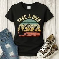 Take A Hike Retro Hiker Outdoors Camping Nature Hiking Women's T-Shirt thumb 3