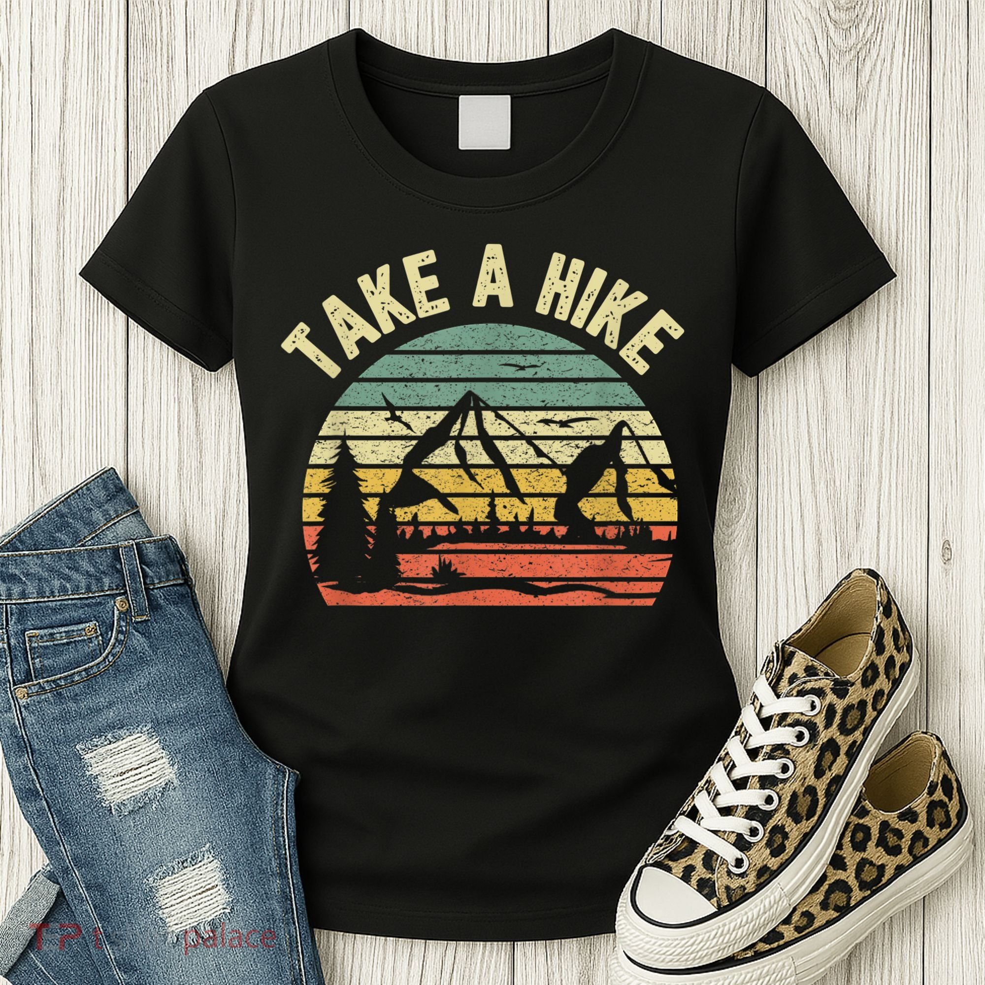 Take A Hike Retro Hiker Outdoors Camping Nature Hiking Women's T-Shirt